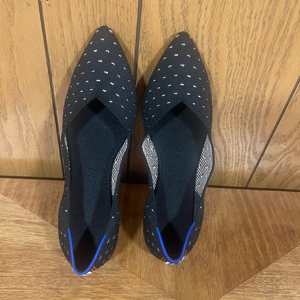 Rothy's Ivory Polka Point Black - Picture 9 of 15